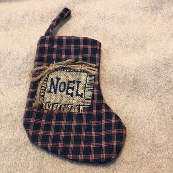 Plaid Christmas Stocking Blue Holiday Decorations - Picture 3 of 16